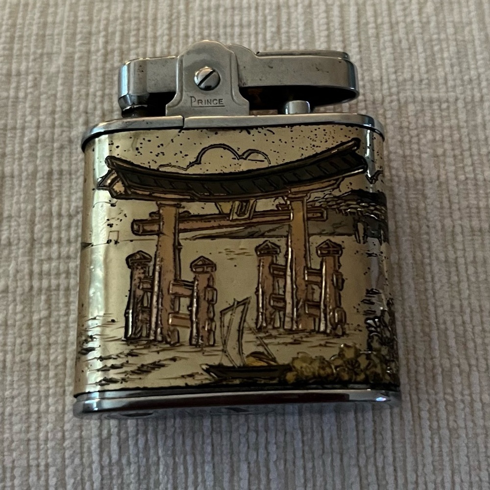 Vintage Prince Lighter with Scenic Design in Silver and Gold